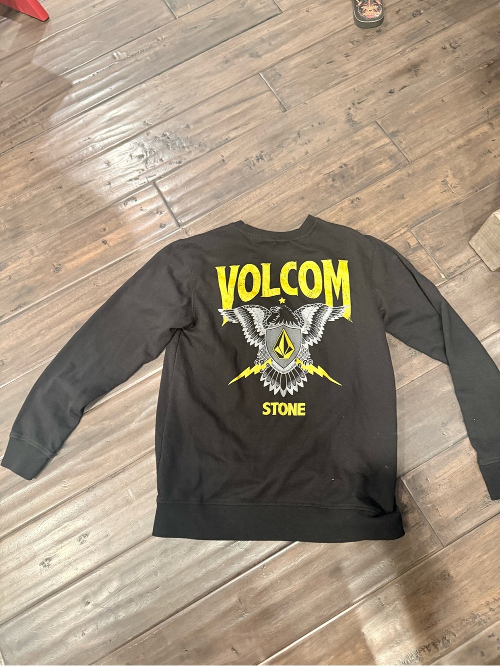 Volcom Black Crewneck Sweatshirt with Yellow Eagle Graphic